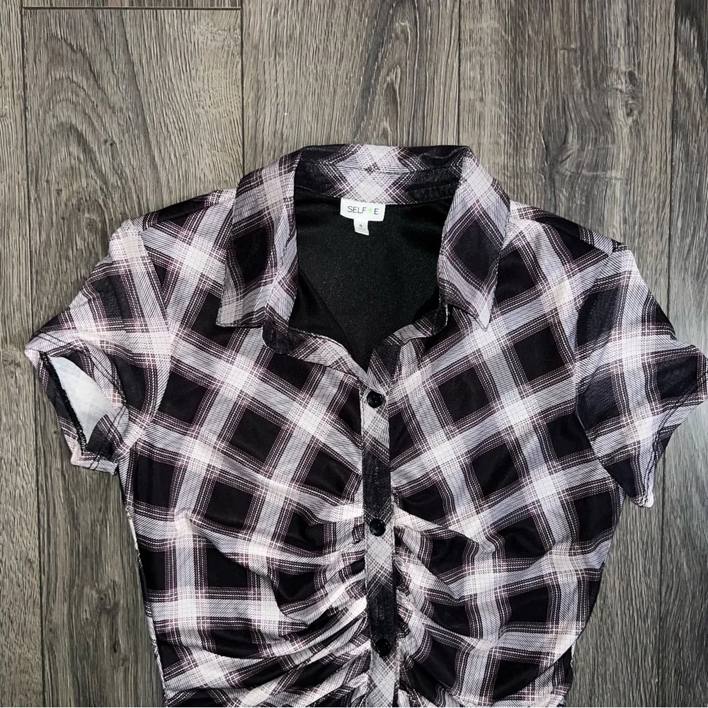 SELFIE Ruched Checkered Dress Size S - Picture 2 of 4